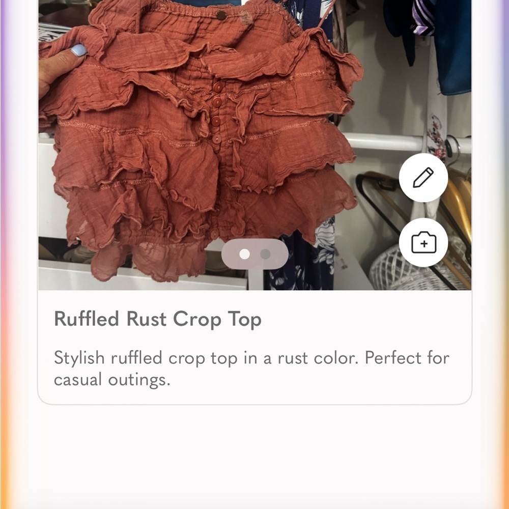 Free people Ruffled Rust Crop Top - Picture 2 of 5